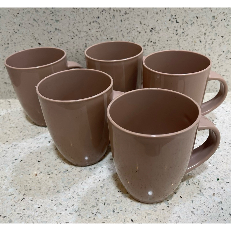 PLASTIC MUG w/ HANDLE MOCHA (5pcs)